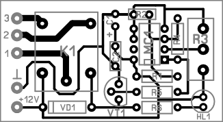 Схема расположения элементов терморегулятор на нагрев K223  